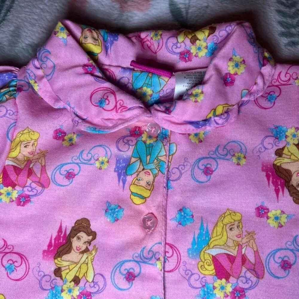 Disney Princess Pajama Set 4T Retro Y2K 2000s Coquette Kidcore Cottage Pink 90s